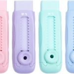 M&G 4 Pcs Cute Erasers for Kids Sliding Retractable Pencil Erasers, Push Pull Design Cute Erasers Stationery Supplies for Kids Back to School Supplies for Office