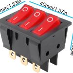 Create idea 5 PCs 9-Pin 2 Position KCD3 Red Light Rocker Switch 34x40mm for Household Appliance Switches 16A 250V/125V