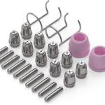 YESWELDER 24PCS AG-60 Plasma Cutter Torch Consumables Kit(Standard)/ 20 x .040'' Nozzles 20 x Electrodes 10 x Cups 4 x Brackets For SG-55 AG-60 WSD-60