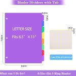 24PCS/3 Set 3-Ring Binder Dividers with Tabs,8 Tab Plastic File Dividers,Binder Separators with tabs for Office/School Supplies