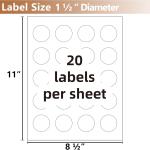 Customizable Round Labels 1.5 Inch,400 White Matte Stickers,Printable Label for Business Logo,Jars,dress and Office Use