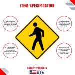 Municipal Supply and Sign Co Pedestrian Crossing Sign - 18 x 18 Inches - Highly Reflective 3M Sheeting for Enhanced Visibility and Safety, 10-Year Warranty