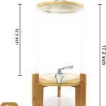 Glass Drink Dispenser with Stand,2.1 Gallons Wood Stand Cold Beverage Dispensers-Large Drink Dispensers For Parties,Bars,Restaurants