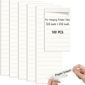 100 Pcs Hanging File Folder Paper Inserts 3-1/2 Inch Off White Blank File Tab Inserts Thick Cardstock for Hanging Folder (3.5×0.6 inch)(No Tab Included)