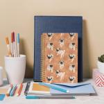 laveliabel Funny Pug Gifts Spiral Notebook, Orange Pug Gifts for Women Dog Mom Journaling Notebooks, Dog Paw Prints College Ruled Spiral Notebook for School Office Supplies, 5.5x8.3inch