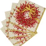 Caspari Entertaining Pepper Berry Cocktail Napkins, Red, 20-Pack