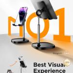 LISEN Cell Phone Stand just for iPhone Phone Holder for Desk Recording, Gifts Women Office Desk Accessories PC Gaming Essentials Kitchen Ggets Fit OtterBox Case Switch iP Air Tablet 4-10 in