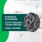 Scotch-Brite Stainless Steel Scrubbers, Scouring Ps for Cleaning Tough Baked-On Messes, Metal Scrubbers for Cleaning Dishes, 3 Scrub Ps