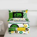 Feelyou Green Garbage Truck Comforter Powered Waste Management Recycling Bed n Bedding Set Cartoon Garbage Truck Duvet Set Quilt Set Queen Size