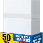 50 Pcs Poly Mailers Shipping Bags 10x13 Inch Packaging Clothes Polymailers Envelopes Mailing Package Self Seal Shipping Envelopes Waterproof Poly Bags Small Business Supplies Package White