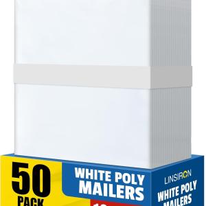 50 Pcs Poly Mailers Shipping Bags 10x13 Inch Packaging Clothes Polymailers Envelopes Mailing Package Self Seal Shipping Envelopes Waterproof Poly Bags Small Business Supplies Package White
