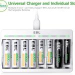 EBL Rechargeable AAA Batteries with Charger, 1100mAh NiMH, 1.2V, Recharge up to 1200x Times, Triple A Batteries for Remote Cordless Phone (16 Pack)