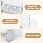 INFANS Easel for Kids with Stool, 4-in-1 Double-Sided justable Magnetic Chalkboard with Paper Roll, Bookshelves, Wheels, Wooden Standing Painting Drawing Art Board for Boys Girls
