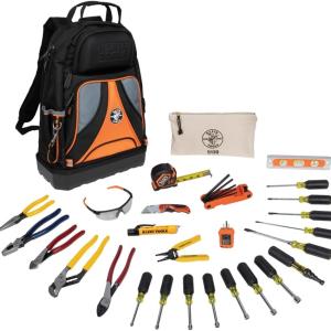 Klein Tools 80028 Hand Tools Kit includes Pliers, Screwdrivers, Nut Drivers, Backpack, and More Jobsite Tools, 28-Piece