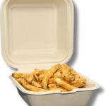 Biodegrable To Go Food Containers - Heavy Duty Disposable Clamshell Take Out Boxes with Lids. Designed for Restaurant Delivery or Home (6X6 Clamshell Container 100pck)