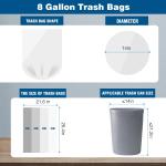 Charmount 8 Gallon Trash Bags, 50 Count Medium Garbage Bags Trash Can Liners for Bathroom Kitchen Office, Clear, Unscented