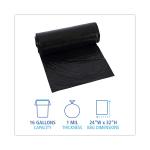 Boardwalk Low-Density Waste Can Liners, 16 gal, 1 mil, 24 x 32, Black, 10 Bags/Roll, 15 Rolls/Carton