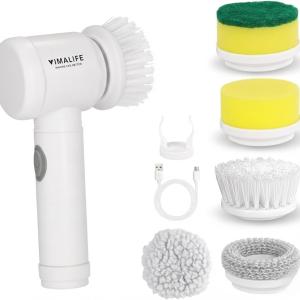 Vimalife Electric Spin Scrubber, Cordless Bathroom Cleaning Brush IPX6 Waterproof with 5 Replaceable Hes, Power Scrubber for Bathtub, Tiles, Car Wash, Kitchen & Multi-Surface Home Cleaning