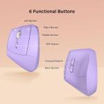 KYSONA 57° Ergonomic Wireless Tower Mouse, Vertical Quiet Ergo Mouse, Bluetooth(BT5.0,BT3.0)&2.4G, (800/1200/2400/2400/4000), 7 Buttons for Windows, macOS, iPOS, Laptop, PC,Purple
