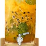 Glass Drink Dispenser with Stand,2.1 Gallons Wood Stand Cold Beverage Dispensers-Large Drink Dispensers For Parties,Bars,Restaurants