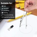 2 Pack Student Metal Compass Set for Geometry with Extra Le Refills, Math Compass, Compass Drawing Tool, Drafting Compass for Students, Compass for Office School Supplies and Woodworking (2)