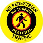 No Pedestrian Traffic Bilingual (Spanish) Circular - Floor Sign 16" x 16" - Permanent