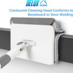 Baseboard Cleaner Tool with Handle, DELUX Baseboard Cleaner with Extendable Long Handle, 4 Reusable Cleaning Ps Wall Cleaner for Baseboards Cleaning, Ceiling, Wall, Floor, Shower Bathroom Kitchen