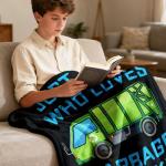 Boy Who Loves Garbage Truck Blanket for Boys Men Trash Truck Blanket Gifts Flannel Throws Cozy Lightweight Quilt Blankets for Bed Sofa Couch-50 x40 Small for Kids