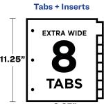 Avery Insertable Plastic Dividers for 3 Ring Binders, 8 Tabs per Set, Big Tabs, Two Pockets, Two-Tone Multicolor Binder Dividers, Works with Sheet Protectors (11989)