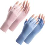 Women Fingerless Gloves Summer UV Protection Gloves Cool Ice Silky Sun Block Driving Unisex