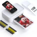HPRT Photo Printer 4x6,+108Sheets&2ribbon,Instant Picture Printer for iPhone, Android, Smartphone,Portable Photo Printers for Home Use,Thermal Dye-Sublimation, AR Video Printing（White）