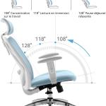 SIHOO M18 Ergonomic Office Chair, Computer Desk Chair with justable Herest and Lumbar Support, High Back Executive Swivel Chair for Home Office (Light Blue)