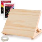 Tabletop Easel for Painting, 13.8"x11.4" justable Portable Art Easel Includes Art Painting Papers, Sketch Papers and Masking Tape, Pinewood Drawing Board for Canvas, Books and Artwork