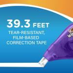 BIC White Out Tape- Tear Resistant, Clear Dispenser EZ Correct Correction Tape - 39.3 Feet Each - Pack of 7