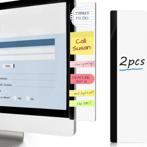 DOLLAR BOSS Monitor Memo Boards for Computers 2 Pcs Office Desk Accessories 11" x 3.1" Transparent Acrylic Monitor Side Panel Multifunction Message Board Screen Note Holder for Office Home Work Desk