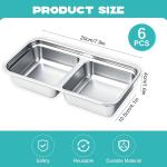 Stainless Steel Snack Containers, 6-Pack Reusable Grab and Go Containers with Leakproof Lids, Dual Compartment Bento Box for Travel, Camping & Lunch Prep