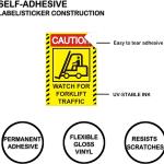 Caution Watch for Forklift Traffic Sign Stickers 7 x 10 Inch - Caution Look Out For Forklifts Decals 4 Pack