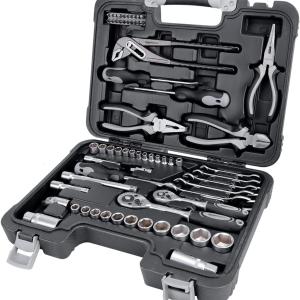 Basics 65-Piece General Household Home Repair and Mechanic's Hand Tool Kit Set, Black