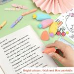 28 Pcs Mini Highlighter with Sticky Notes, Candy Pastel Highlighter, Cute Chisel Tip Marker Pen, Colourful Kawaii Carrot Cone Pencil Lollipop Shape Pens for Writing Drawing Diary