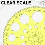 Circle Template 360° Protractor Round Stencil, Plastic Circle Ruler for Drawing, Circle Stencil Measuring Tools for Building Formwork Office School Supplies, yellow, 583308_2_FXvtRLSKG