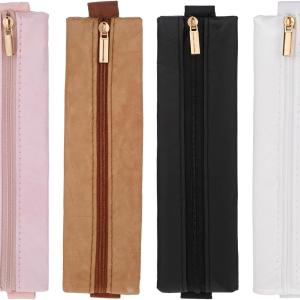 TIESOME 4PCS Elastic Pen Holder for Notebook, 4 Colors PU Leather justable Pen Sleeve Pouch Journal Pencil Holder Pen Loop Holder for Notebook Planners Binders and Books