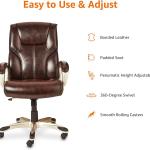 Basics Executive Home Office Desk Chair with Pded Armrests, justable Height and Tilt, Rolling Swivel Chair, 275 Pound Capacity, Brown and Gold