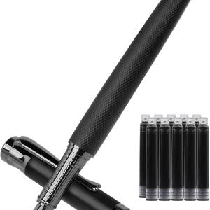 Luxury Fountain Pen Set,Ink Pen for Smooth Writing,Medium Nib,Includes 10 Ink Cartridges&Ink Converter,Best Pen Gift Case for Men & Women,fancy,Journaling,Executive Office pen-Black