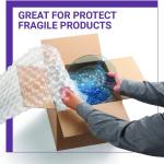 Pacific Mailer 2-Pack Anti-Static Bubble Cushioning Wrap Rolls, 3/16" x 12" x 72' ft Total, Perforated Every 12", 20 Fragile Stickers for Packaging, Shipping, Mailing