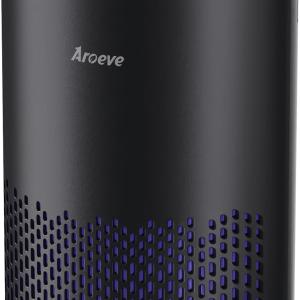 AROEVE Air Purifiers for Bedroom Home, Air Purifier For Smoke Pollen Dander Hair Smell Air Cleaner with Sleep Mode Speed Control For Bedroom Office, MK01- Black(Available for California)