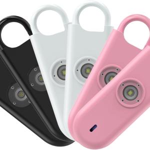 140dB Personal Safety Alarm for Women, 6 Pack Safe Alarm Protection Keychain with Strobe Light & Low Battery Notice, Security Siren Self Defense for Seniors College Girls, White+Pink+Black