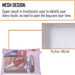 Pendancy Mesh Zipper Pouch 5pcs Lightweight Nylon File Folders Document Organizer Cosmetic Bags Accessories Storage for Travel and Office Supplies(Pink, A4 A5 A6)