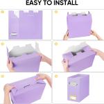 BALEINE File Organizer Box, Cardboard File Folder Organizer with Handle for Letter Size, Portable Collapsible Hanging Filing Box for Home Office Document Storage (2 Pack, Lavender)