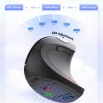 TECKNET 2.4G Ergonomic Mouse Vertical Wireless - 4800 DPI Optical Carpal Tunnel Mouse Right Hand, 5 justable DPI, Quiet Clicks, 6 Buttons for Laptop, Desktop, PC, Computer - Black