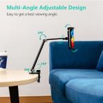 iP Desk Mount, justable Tablet Holder Clamp, 360 degree Rotation, Sturdy Aluminum Tablet Arm Mount for 4.7"-13" iP Pro/Air/Mini, iPhone, Galaxy Tab, for Kitchen, Work, Video Call(Black)